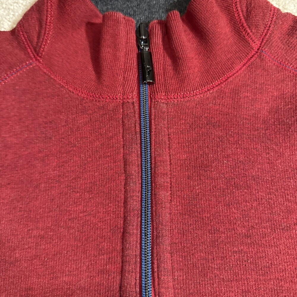 Tommy Bahama Reversible Quarter Zip Pullover Mens Medium Dark Grey/Burgundy Wine - Picture 3 of 9